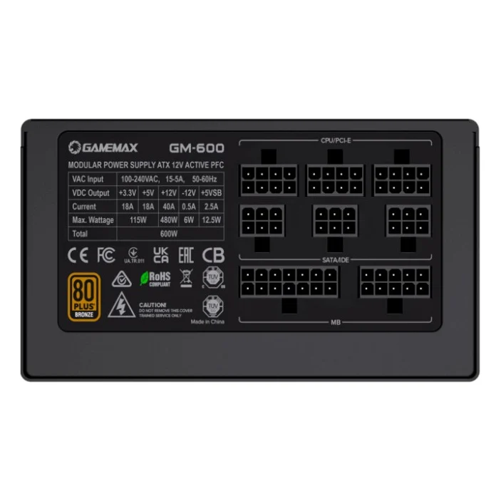 Блок живлення Gamemax 600W GM-600 Modular (GM-600 Modular) — фото 8