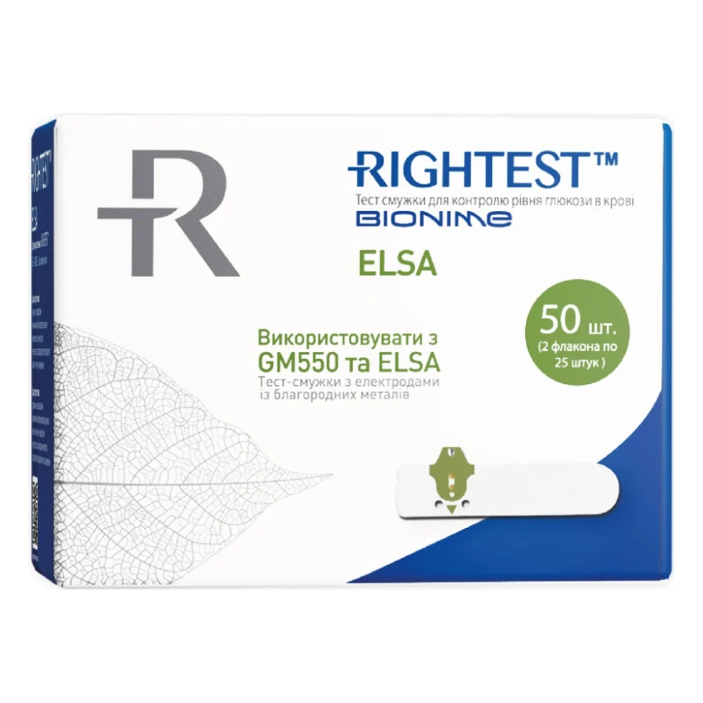 Тест-смужки для глюкометра Bionime Rightest Elsa 50 шт. (4710627340439)