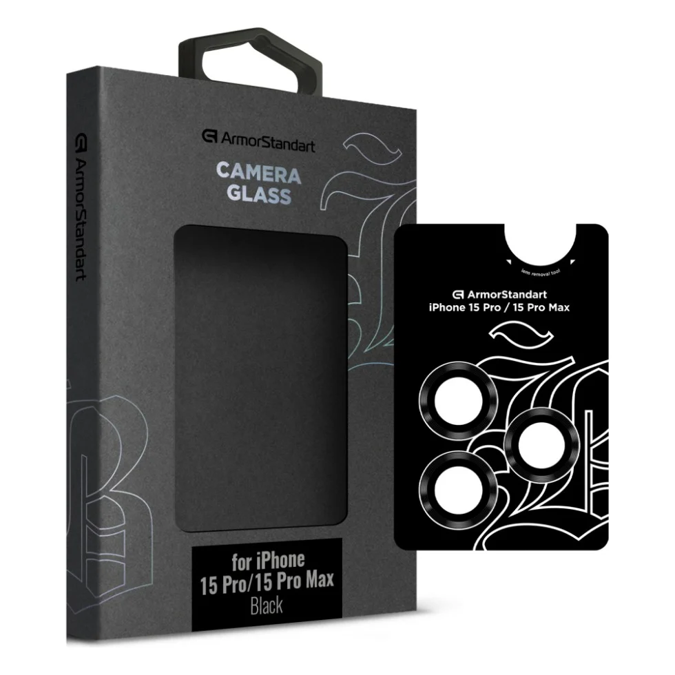 Скло захисне Armorstandart Camera glass Supreme Black Icon iPhone 15 Pro/15 Pro Max Black Titanium (ARM76591)