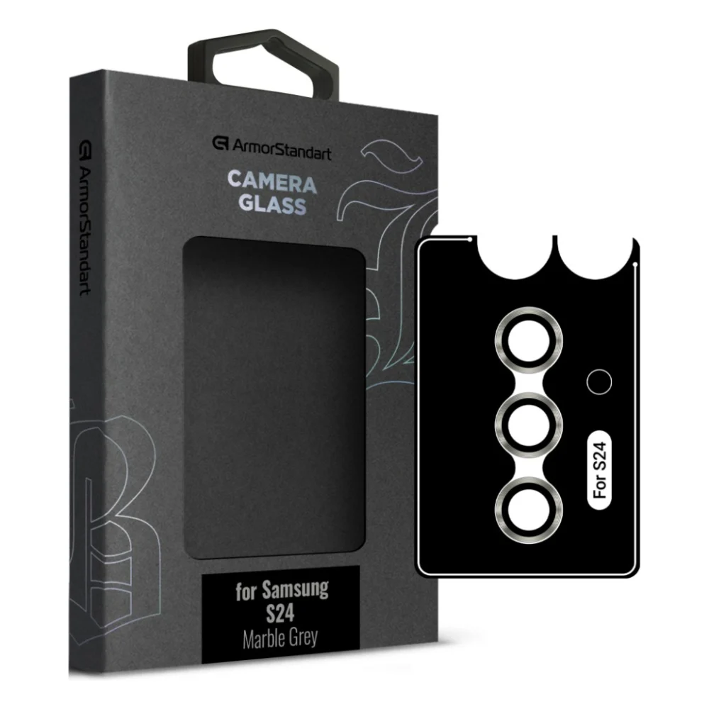 Скло захисне Armorstandart Camera glass Supreme Black Icon Samsung S24 Marble Grey (ARM76606)