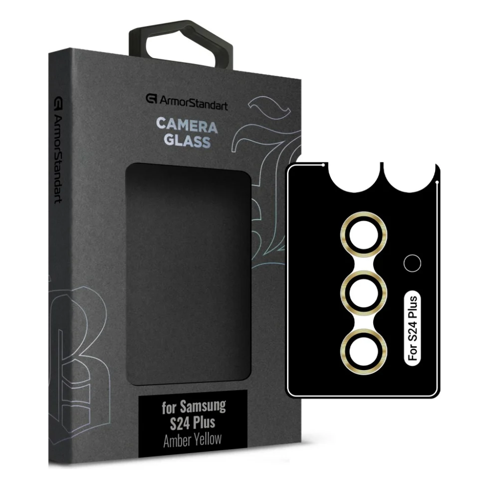 Скло захисне Armorstandart Camera glass Supreme Black Icon Samsung S24 Plus Amber Yellow (ARM76613)