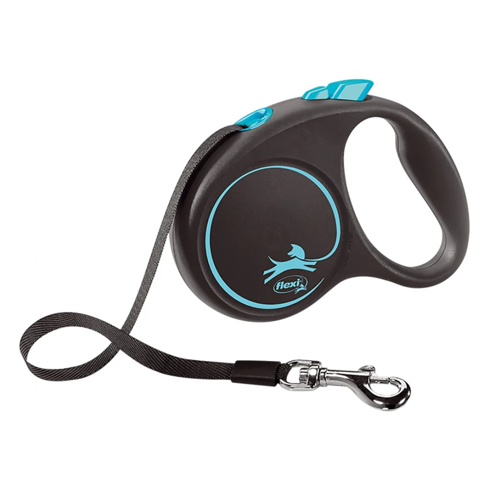 Повідок для собак Flexi Black Design S стрічка 5 м (блакитний) (4000498033937)