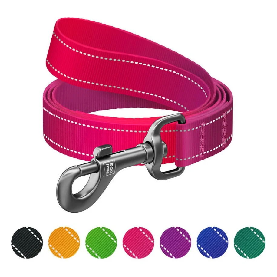 Повідок для собак WAUDOG Nylon Mono, світловідбивний M рожевий (52187)