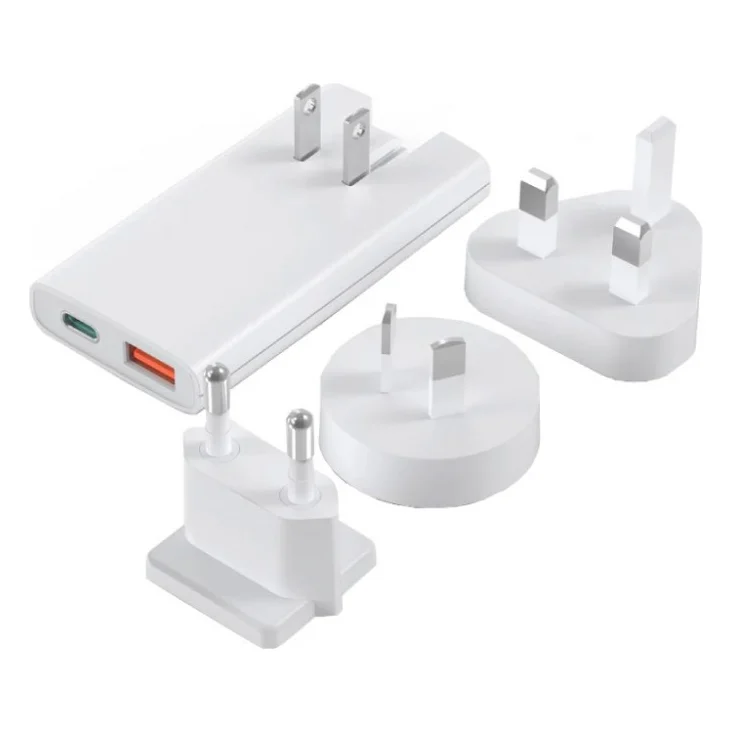 Зарядний пристрій Choetech 2xUSB 65W GaN (USB-C+USB-A) Ultra thin (PD6011-EU-WH)