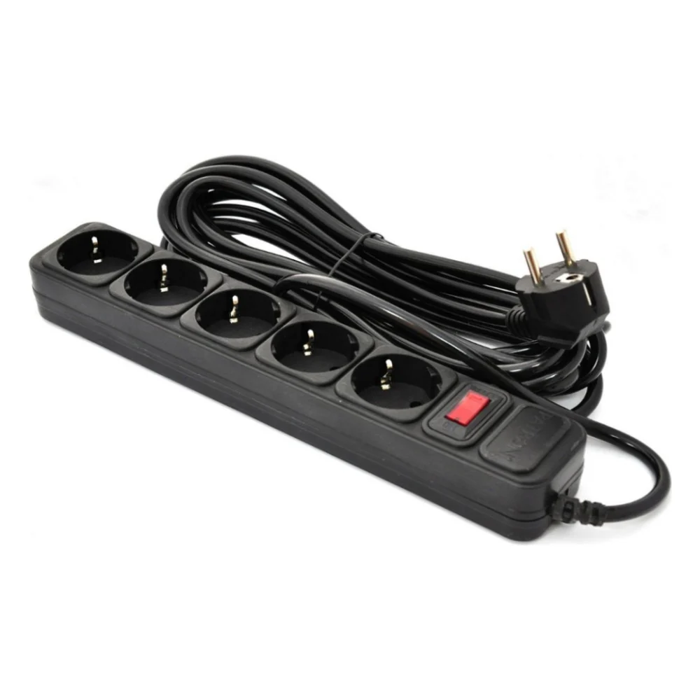 Мережевий фільтр живлення Patron 10 m3*1mm2 (SP-10510) 5 розеток BLACK (EXT-PN-SP-16510)