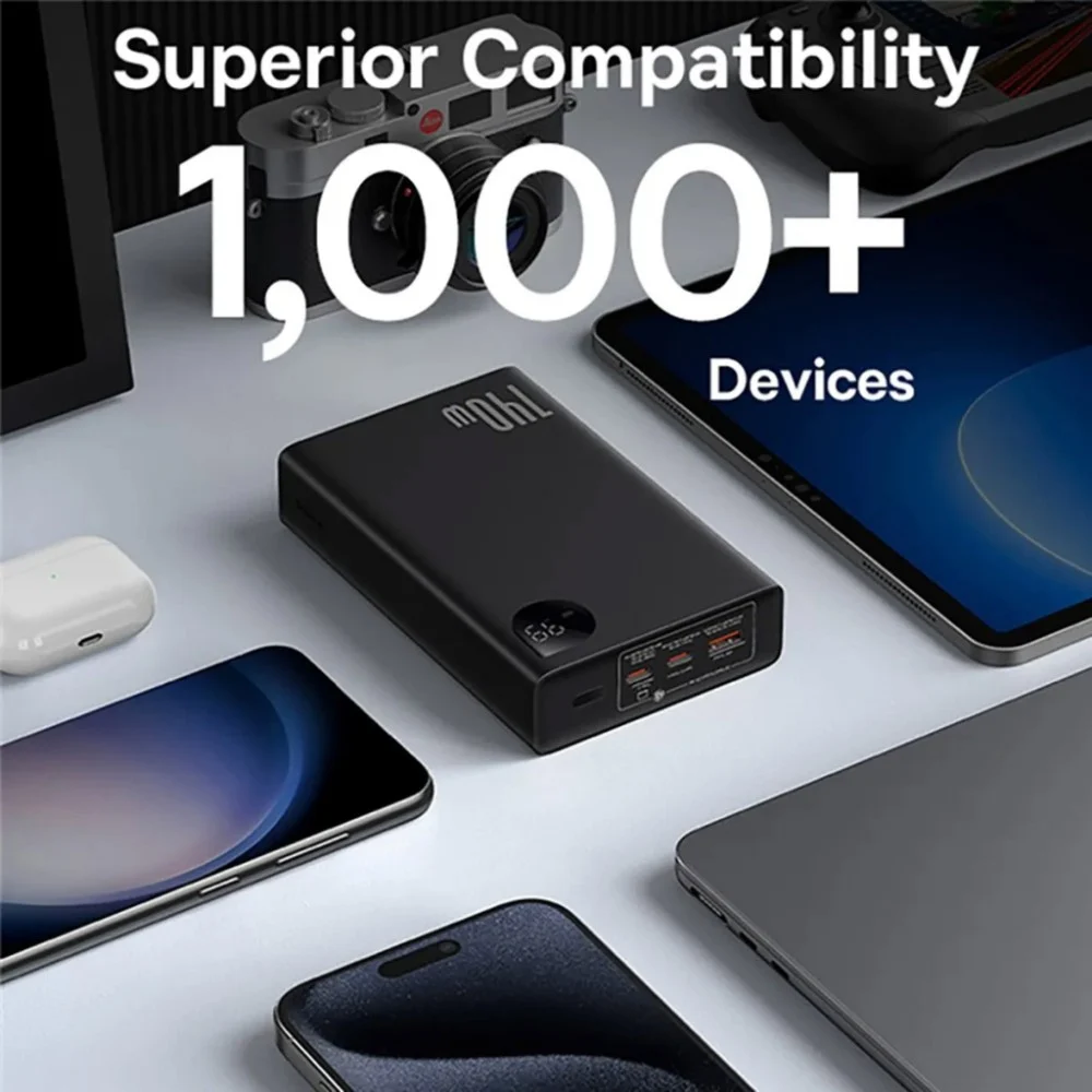 Батарея універсальна Baseus Adaman Digital Display Fast Charge Power Bank 140W 24000mAh Cluster Black (P10021508113-00) — фото 7