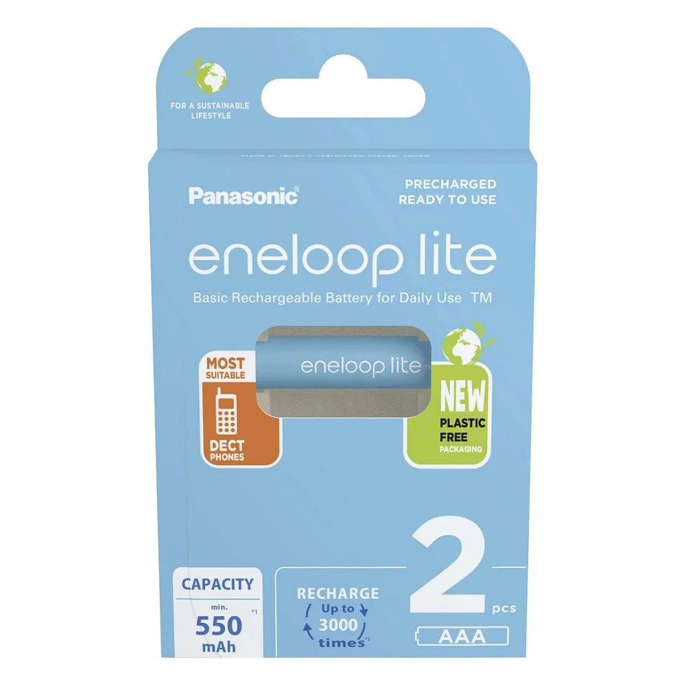 Акумулятор Panasonic Eneloop Lite AAA 550mAh NI-MH * 2 (BK-4LCCE/2CP)