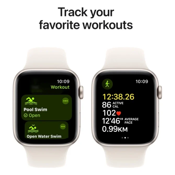 Смарт-годинник Apple Watch SE 2024 GPS 40mm Starlight Aluminium Case with Starlight Sport Band - M/L (MXEG3QH/A) — фото 6