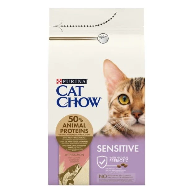 Сухий корм для кішок Purina Cat Chow Sensitive з лососем 15 кг (7613035394902)