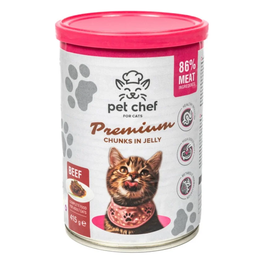 Вологий корм для кішок Pet Chef З яловичиною 415 г (4820255193588)