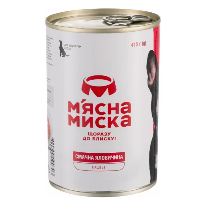 Консерви для собак М'ясна Миска паштет з яловичиною 415 г (4820255190303)