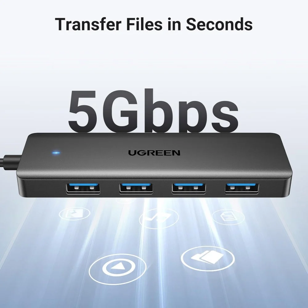 Концентратор Ugreen CM219 4-in-1 USB 3.0 to  4xUSB 3.0USB-A Hub Space Gray (25851) — фото 3