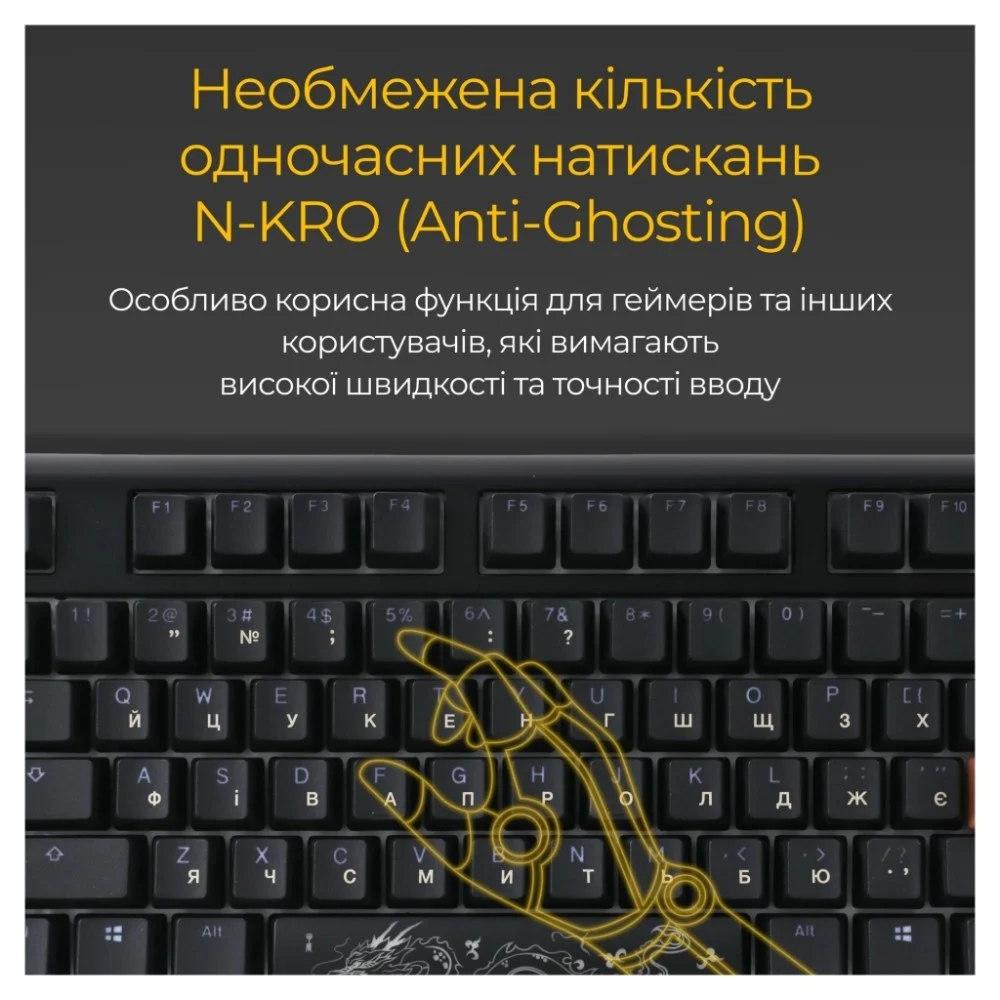 Клавіатура Ducky One 3 TKL Cherry MX Speed Silver RGB UA USB Black (DKON2187ST-PUAPXCLAWSC1) — фото 9