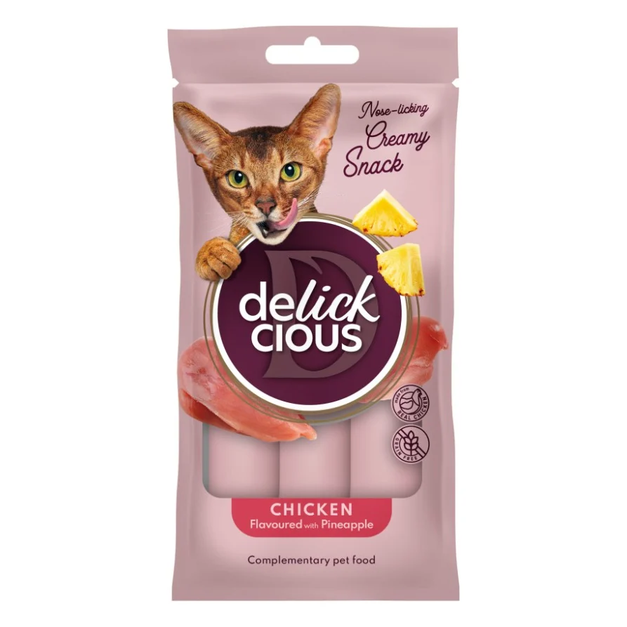 Ласощі для котів Delickcious Курка з додаванням ананасу 4 х 15 г (4820269141629)
