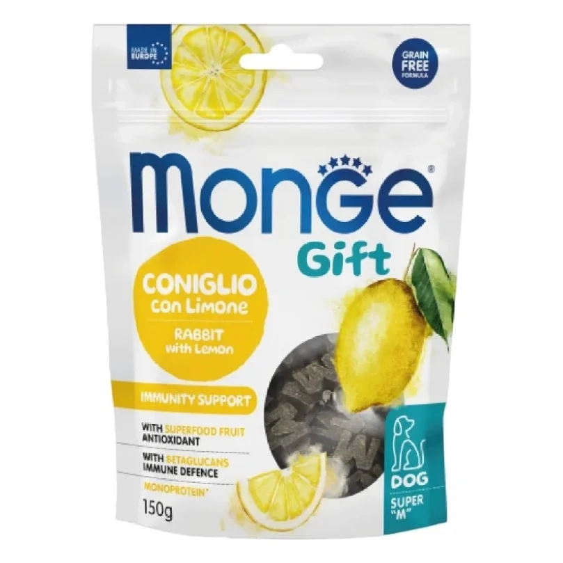 Ласощі для собак Monge Gift Dog Immunity support кролик з лимоном 150 г (8009470085700)