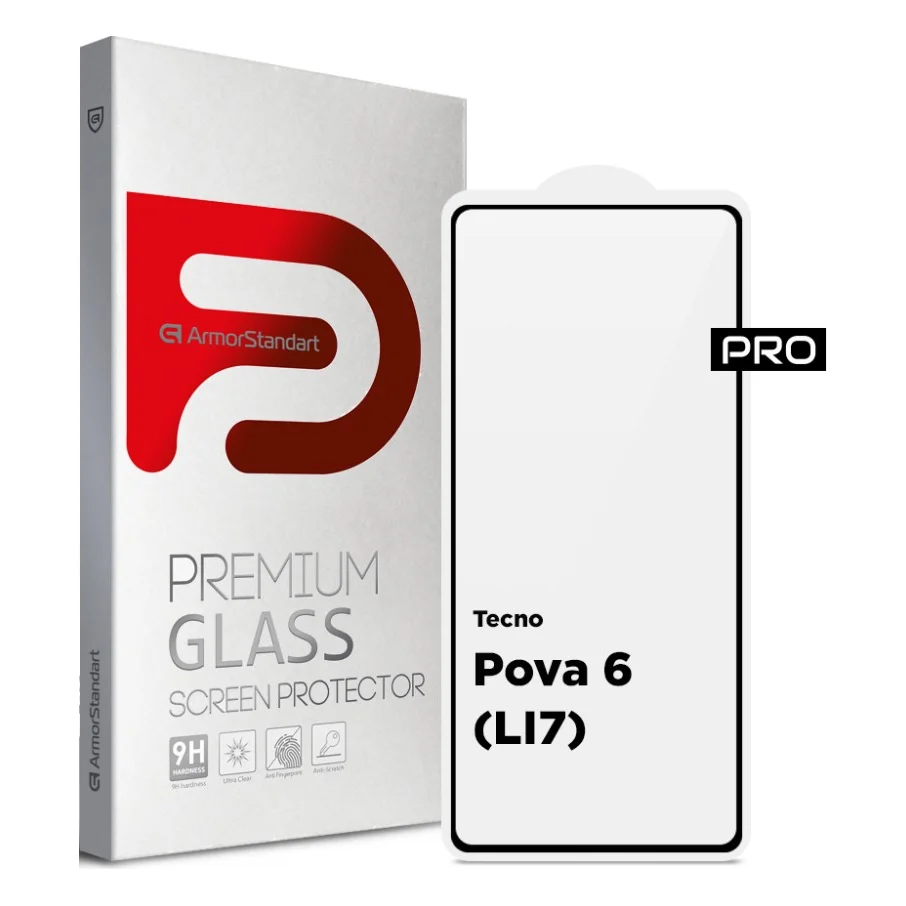 Скло захисне Armorstandart Pro Tecno Pova 6 (LI7) Black (ARM78228)