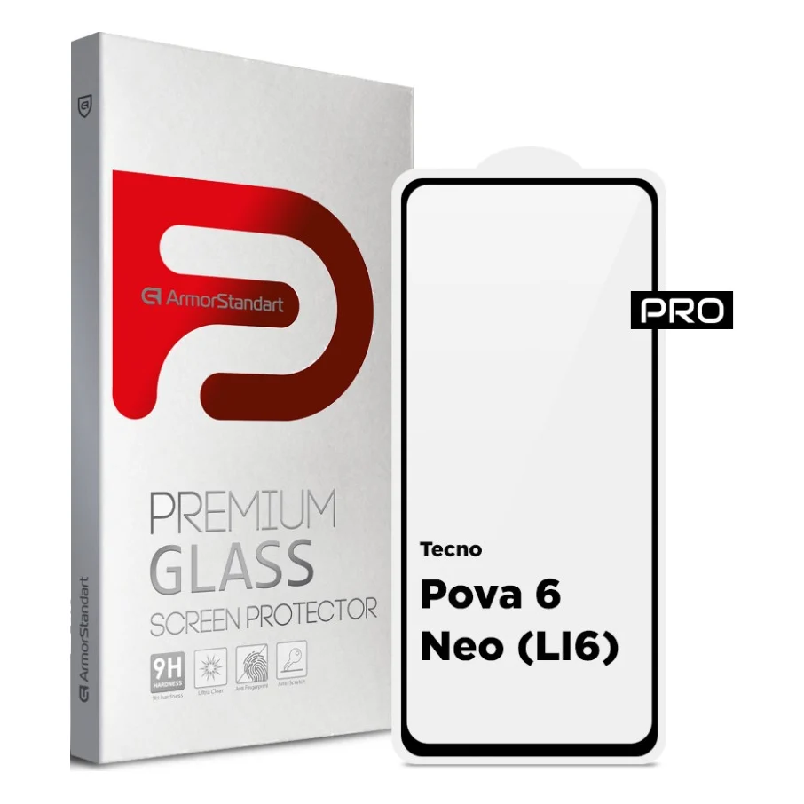 Скло захисне Armorstandart Pro Tecno Pova 6 Neo (LI6) Black (ARM78227)