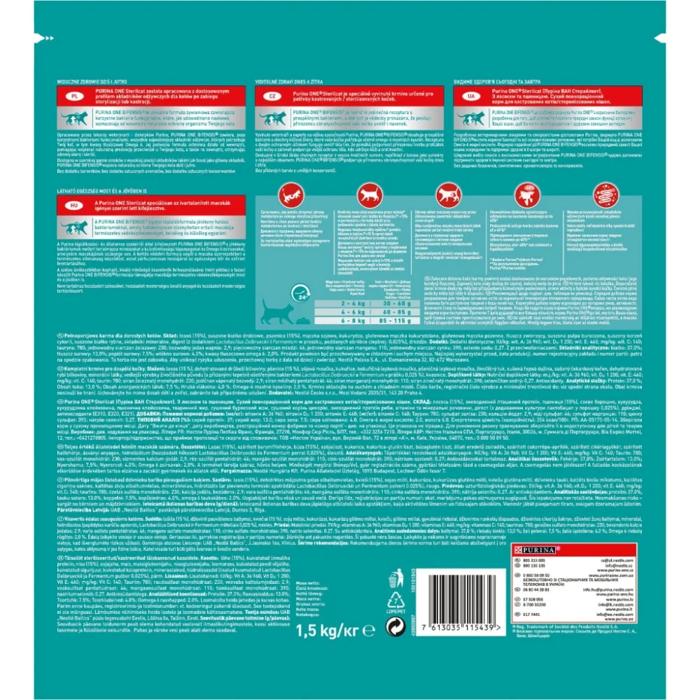 Сухий корм для кішок Purina One Sterilcat Для дорослих котів Після стерилізації З лососем 1.5 кг (8445290070913) — фото 2