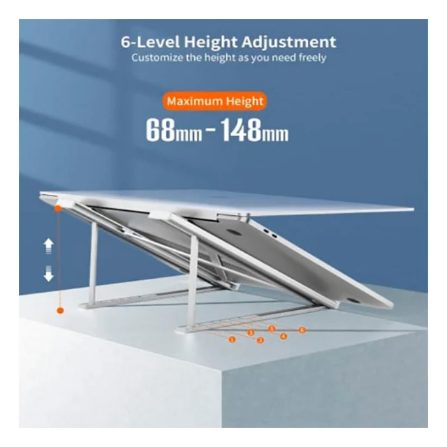 Підставка до ноутбука Vention Foldable 90-136mm Laptop up 15.6" stand silver (H055-SL) — фото 4