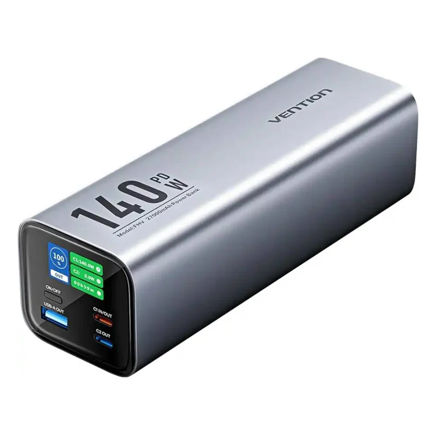 Батарея універсальна Vention 27000mAh 140W 5A PD QC3.0 LED Display Gray (FHVH0)