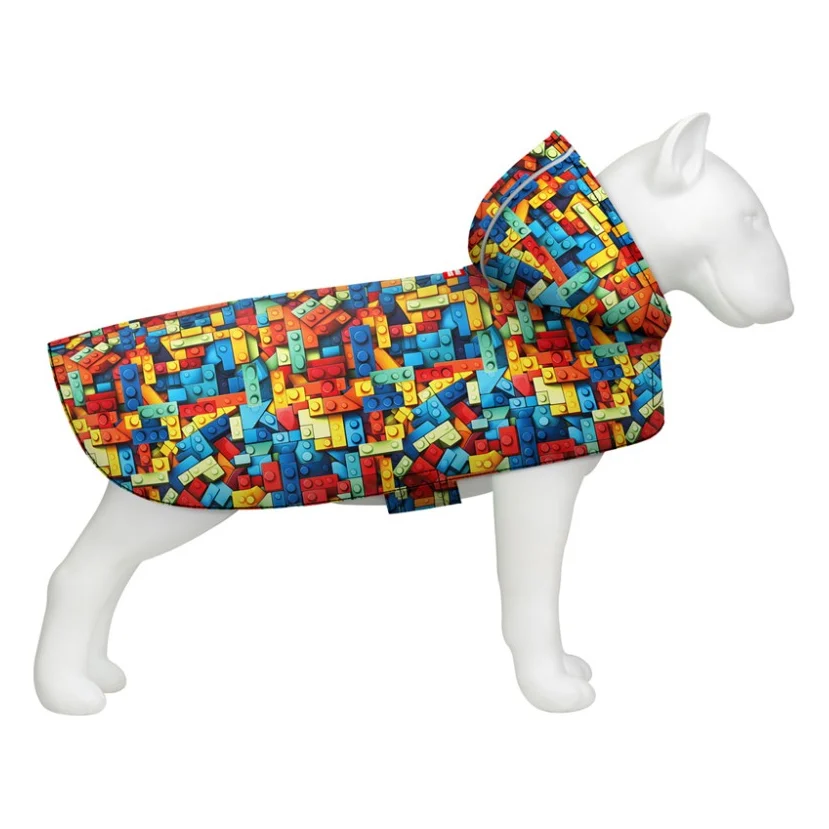 Дощовик для тварин WAUDOG Clothes Накидка з капюшоном Блоки XL (359-4056)