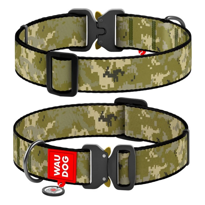 Нашийник для тварин WAUDOG Nylon з QR-паспортом "Мілітарі" металевий фастекс M (286-4026)