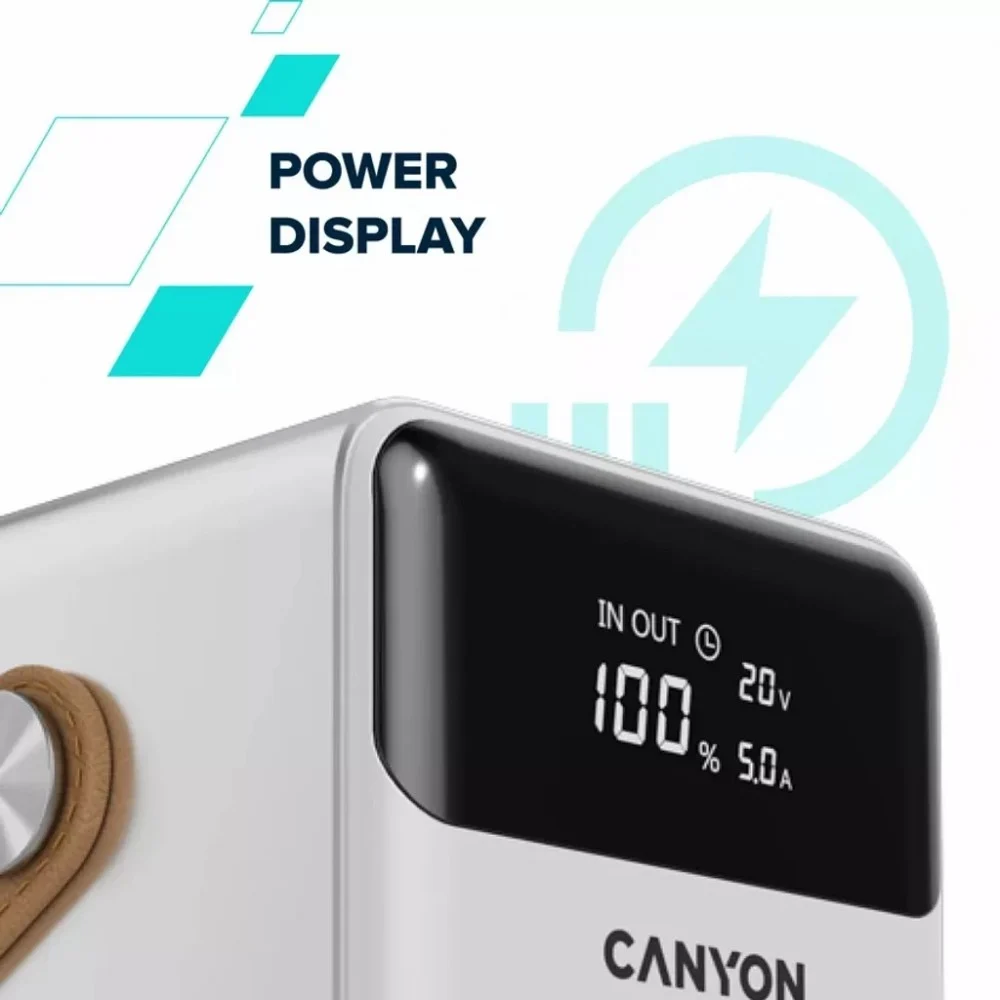 Батарея універсальна Canyon 60000mAh OnPower 610 PD/100W metal White (CNS-CPB610W) — фото 7