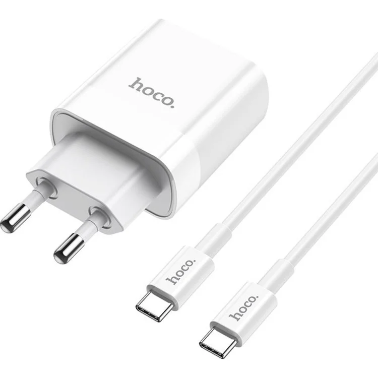Зарядний пристрій Hoco C80A Rapido PD 20W+QC3.0 USB-A/USB-C with Type-C to Type-C cable White — фото 5