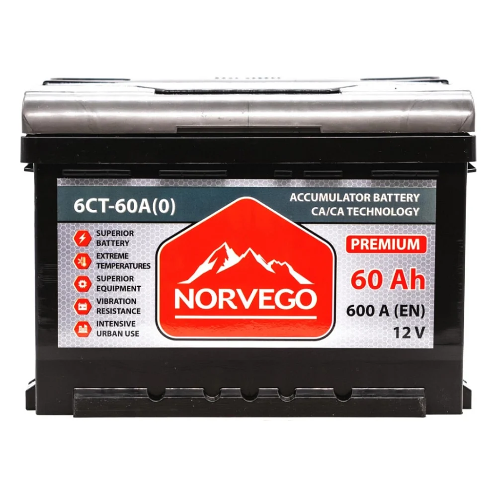 Акумулятор автомобільний NORVEGO ВЕСТА Premium 60A +прав (0) (600 пуск)