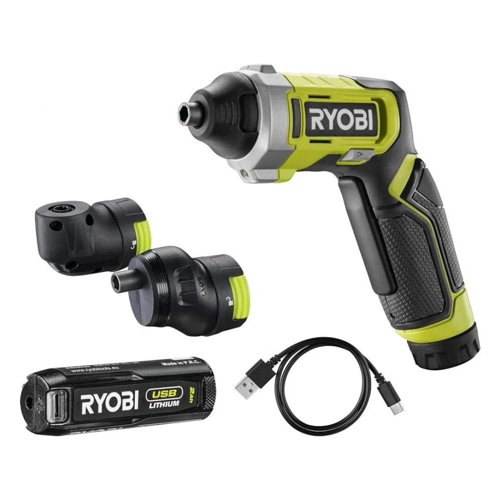 Викрутка акумуляторна Ryobi RSD4-120TA2, USB Lithium, 4V, 1х2Ah, 5Нм, 200об/хв, 2 насадки ,10 біт, кейс (5133006211)