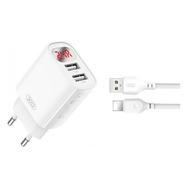 Зарядний пристрій XO L95 double USB-A 2.4A with USB to Lightning White