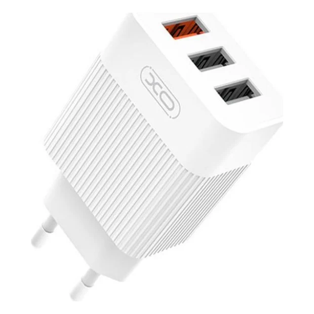 Зарядний пристрій XO L72 3USB 30W QC 3.0 with USB to microUSB cable White — фото 5