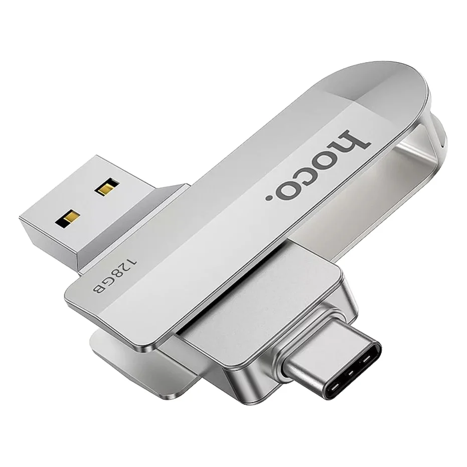 USB флеш накопичувач Hoco UD10 128Gb USB-A/C Wise Silver