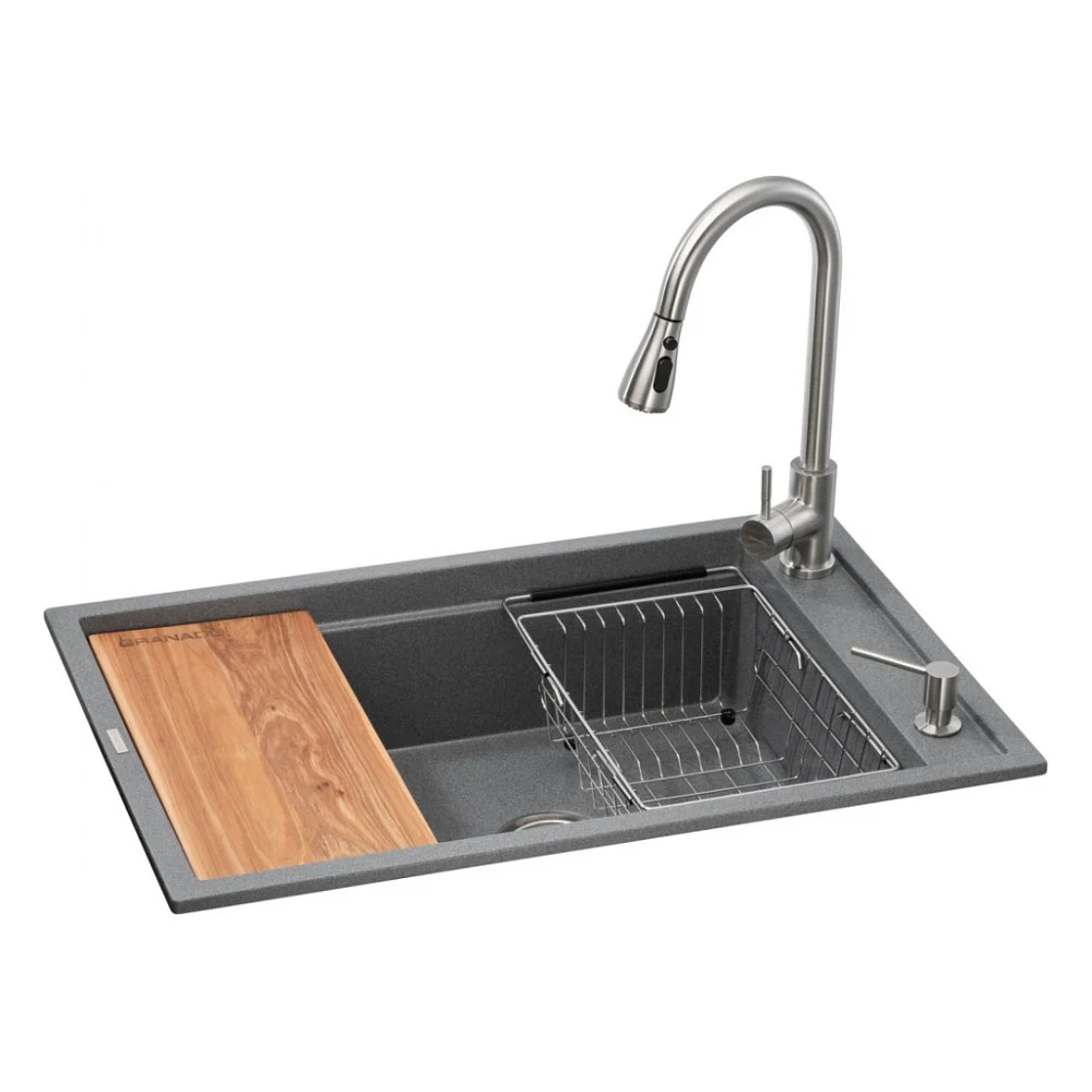 Мийка кухонна GRANADO Basic Estella grafito (+ змішувач Campo LUX inox + дозатор Redondo inox + кошик (ksg0109)