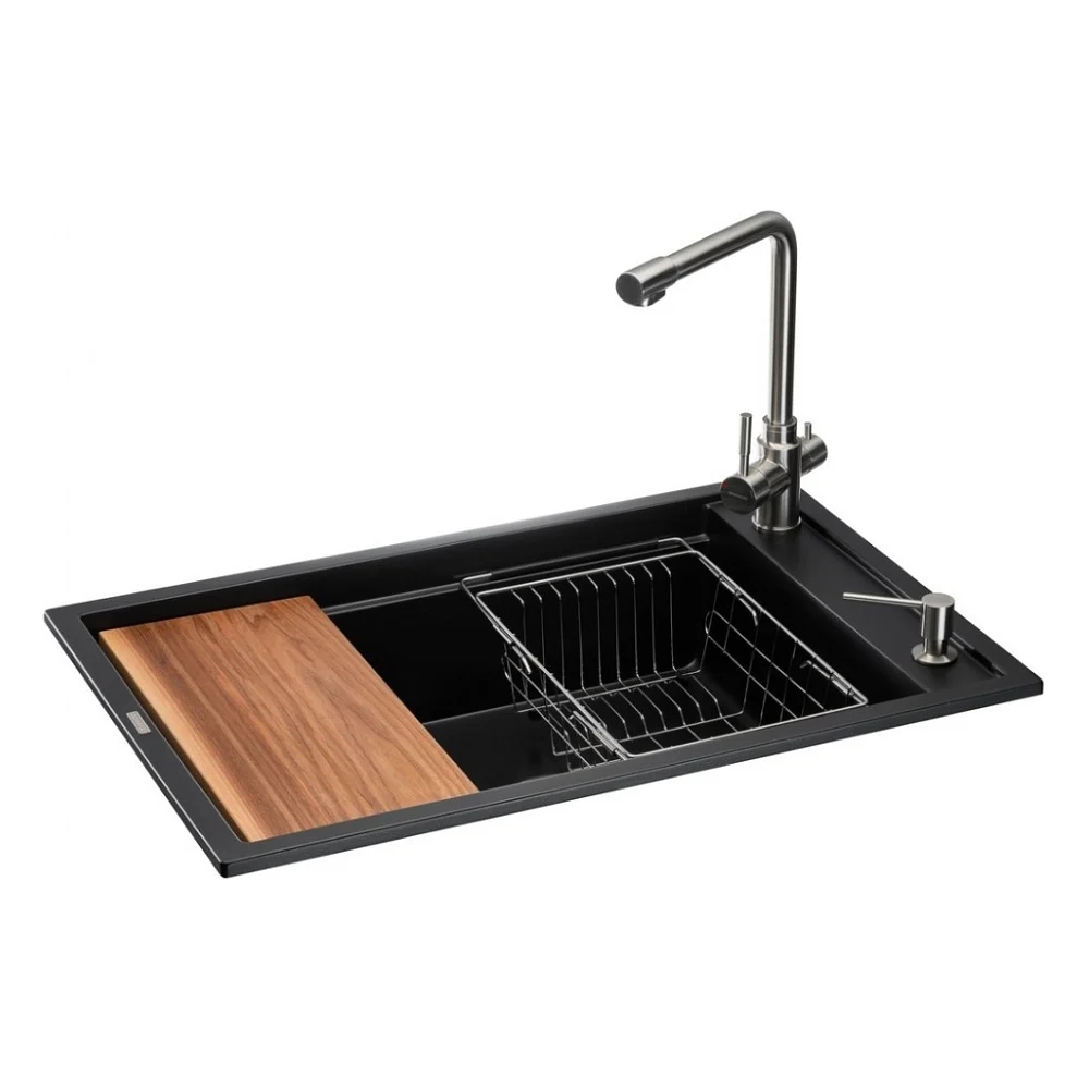 Мийка кухонна GRANADO Optimal Estella black (+ змішувач Badalona LUX inox + дозатор Redondo inox + коши (ksg0201)