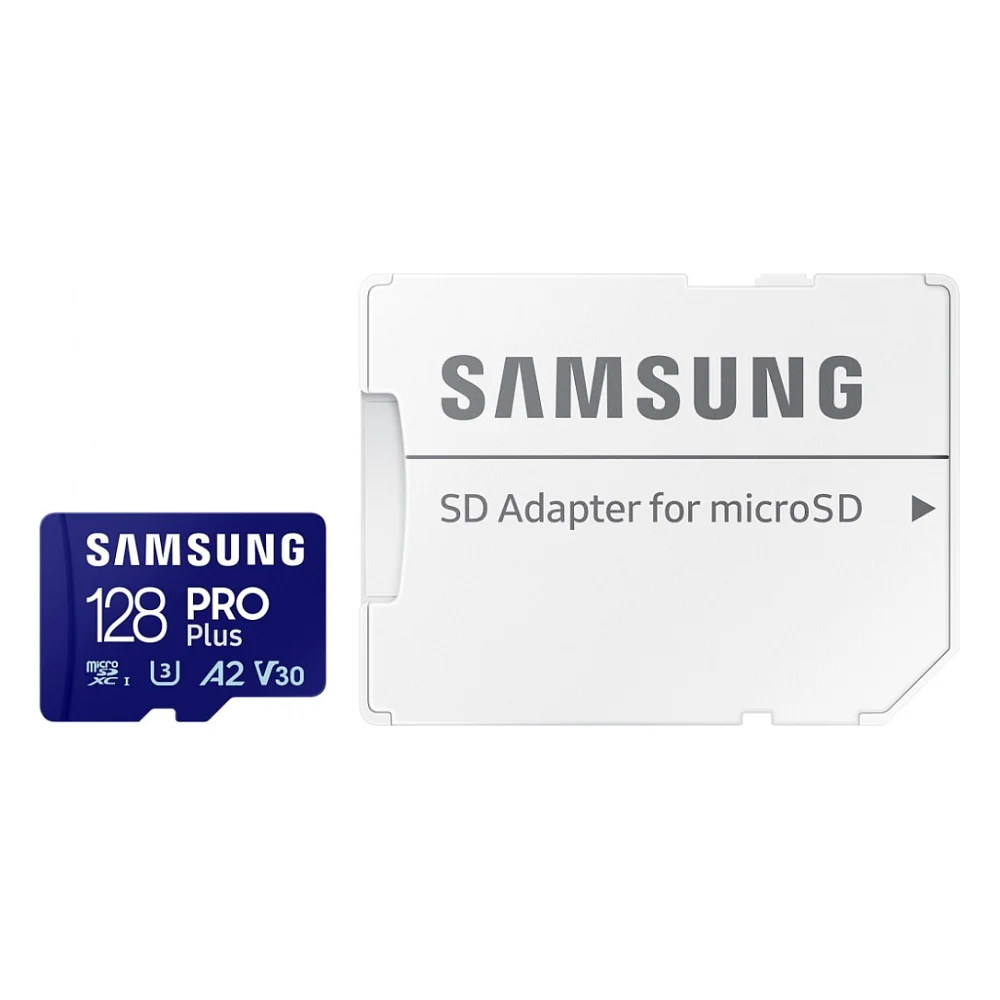 Карта пам'яті Samsung 128 GB microSDXC Pro Plus UHS-I U3 V30 A2 Class 10 + SD-adapter (MB-MD128SA/EU)