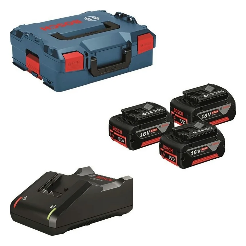 Набір акумулятор + зарядний пристрій Bosch GBA, 18V 3x5Ah, ЗП GAL 18V-40, L-Boxx 136 (0.615.990.L3T)
