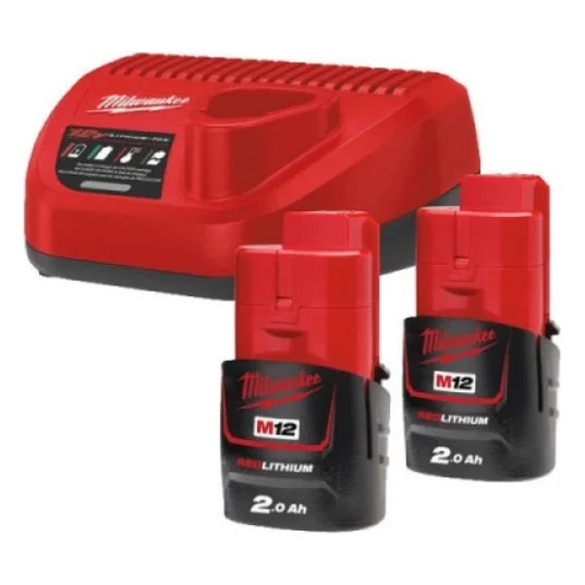 Набір акумулятор + зарядний пристрій Milwaukee Li-Ion M12 NRG-202 + ЗП, 2x2Ah (4933459209)