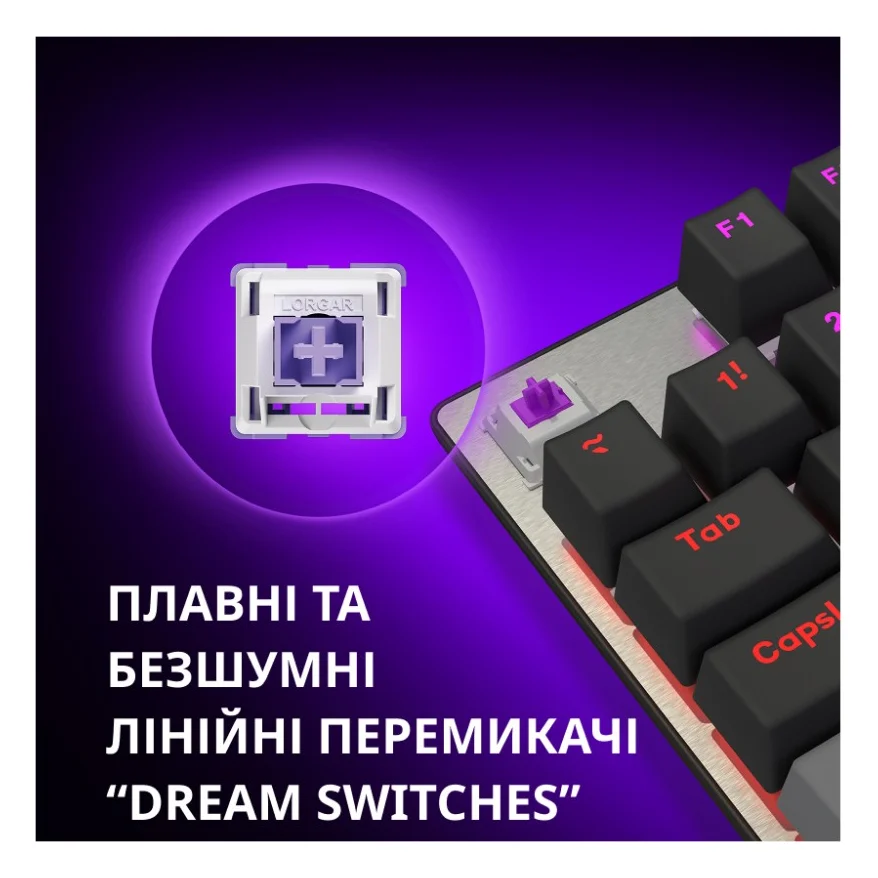 Клавіатура Lorgar Azar 514TKL RGB Mechanical USB UA White/Grey (LRG-GK514TKL-WH-UA) — фото 7