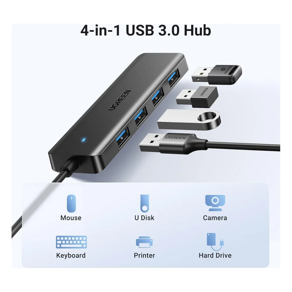 Концентратор Ugreen USB 3.0 to 4хUSB 3.0 1.0m Space Gray CM219 (35574) — фото 2
