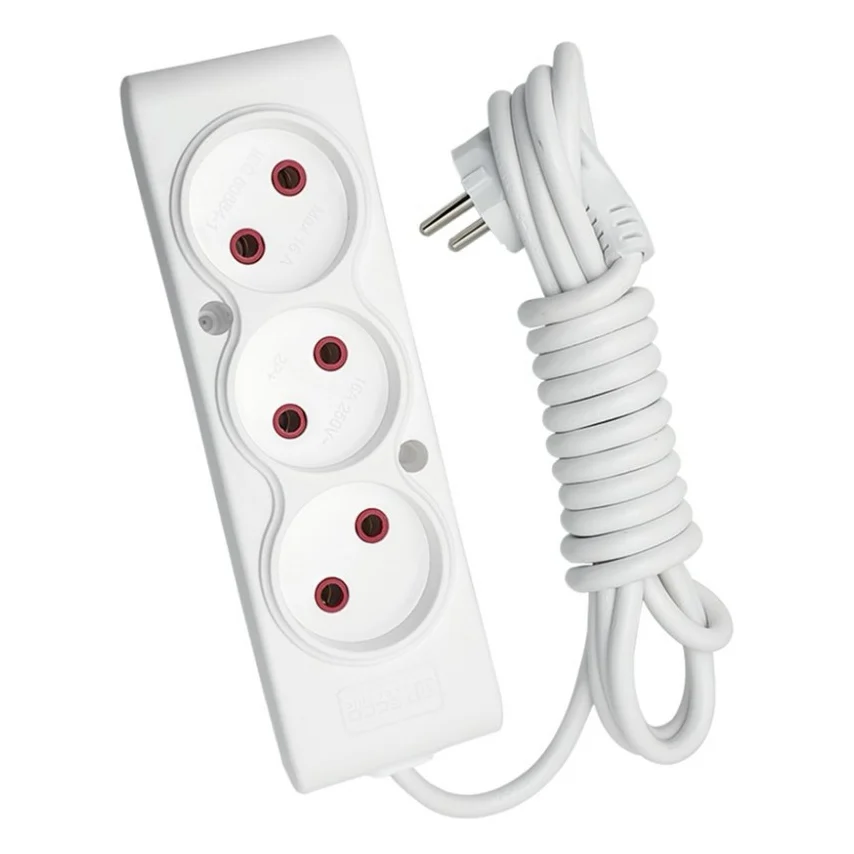 Мережевий подовжувач TECCO 1.5м 2 розетки white (8681277841897)
