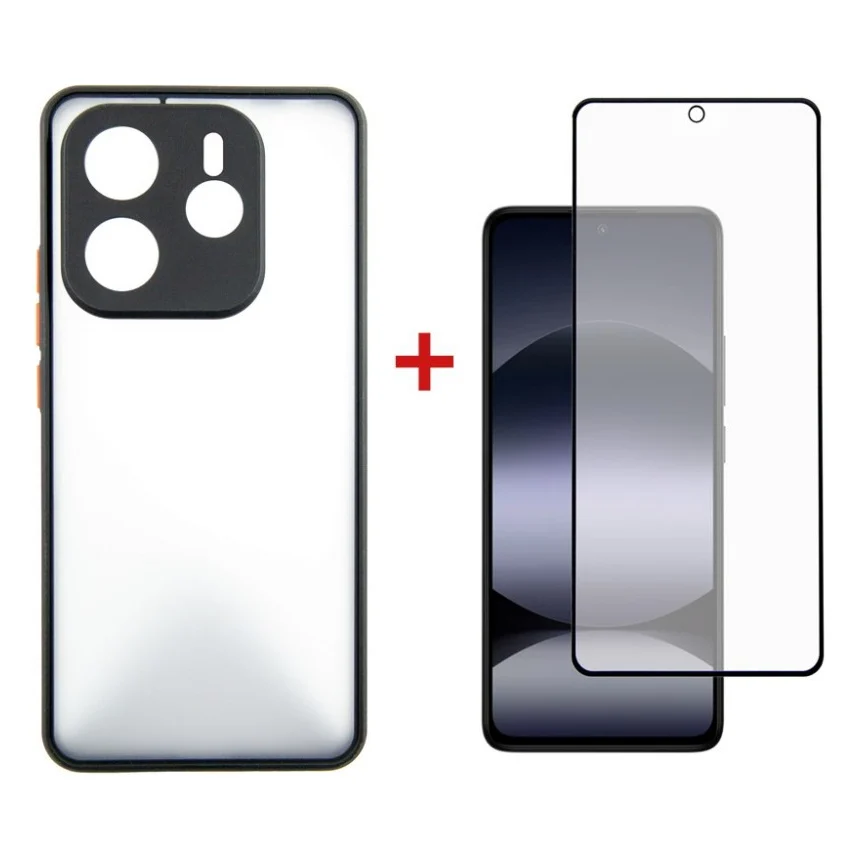 Чохол до мобільного телефона Dengos Xiaomi Redmi Note 14 4G Matte + glass (Black) (DG-KM-135)