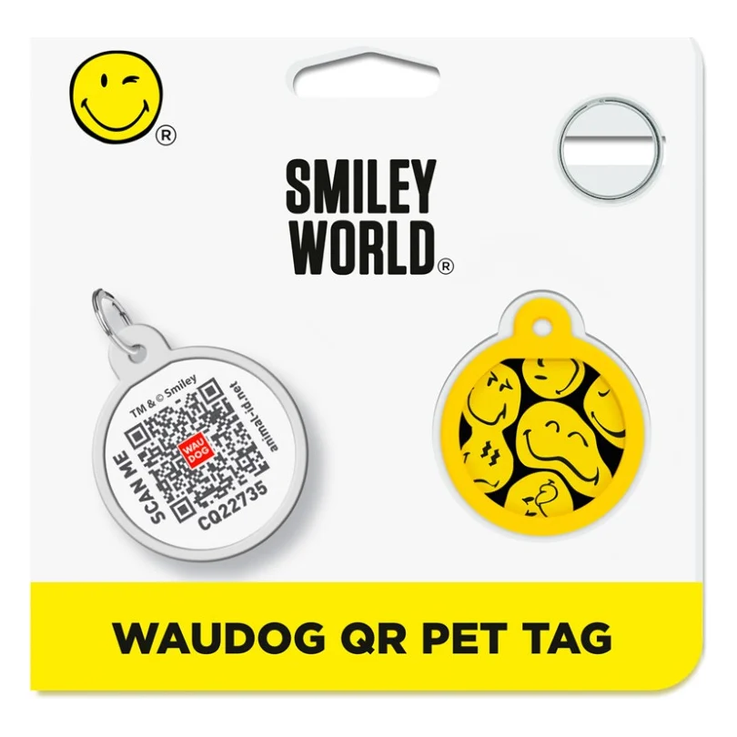 Адресник для тварин WAUDOG Smart ID з QR паспортом "Смайли на чорному", коло 25 мм (225-0181) — фото 5