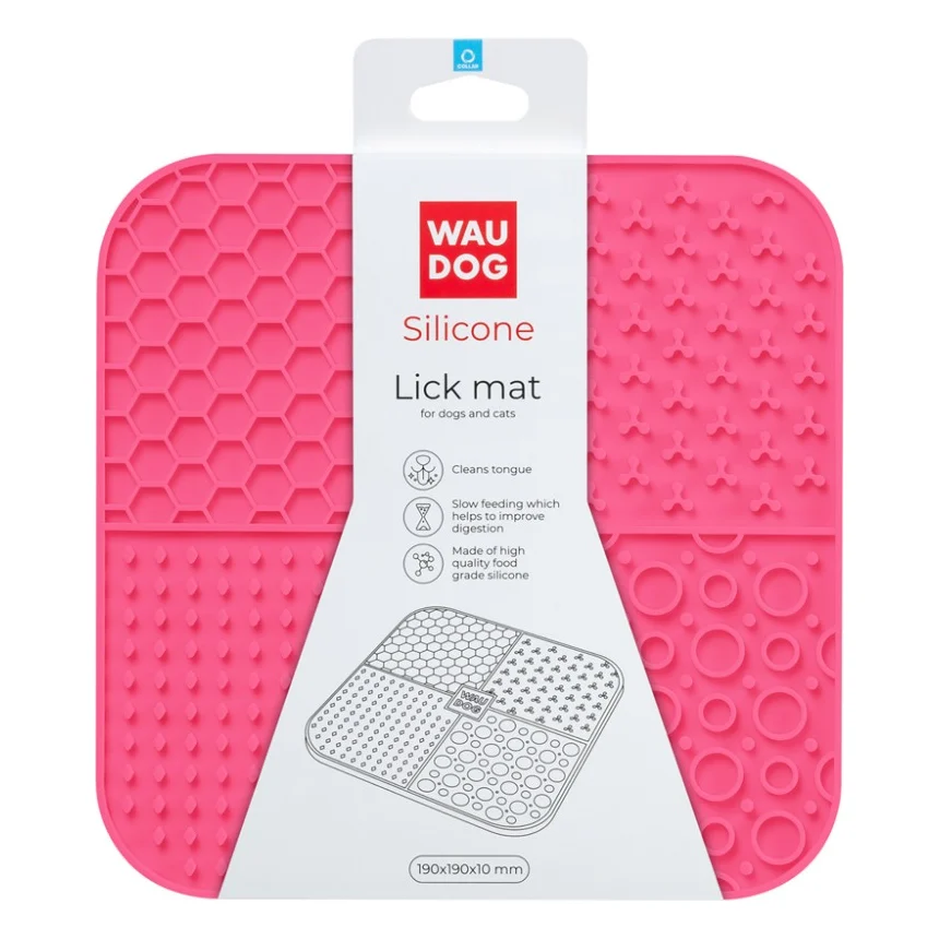 Універсальний посуд для тварин WAUDOG Silicone Килимок для злизування 19х19х1 см рожевий (23527) — фото 2