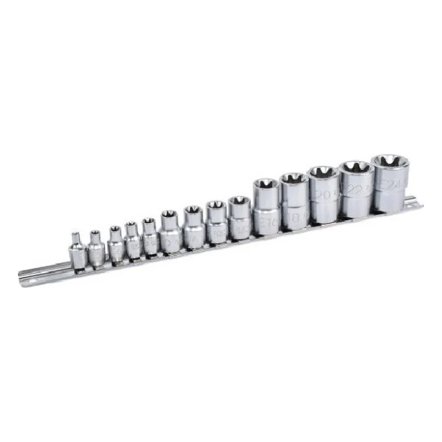 Набір головок Toptul TORX на планці 1/4"-1/2" E4-E24 14шт. (GAAR1402)