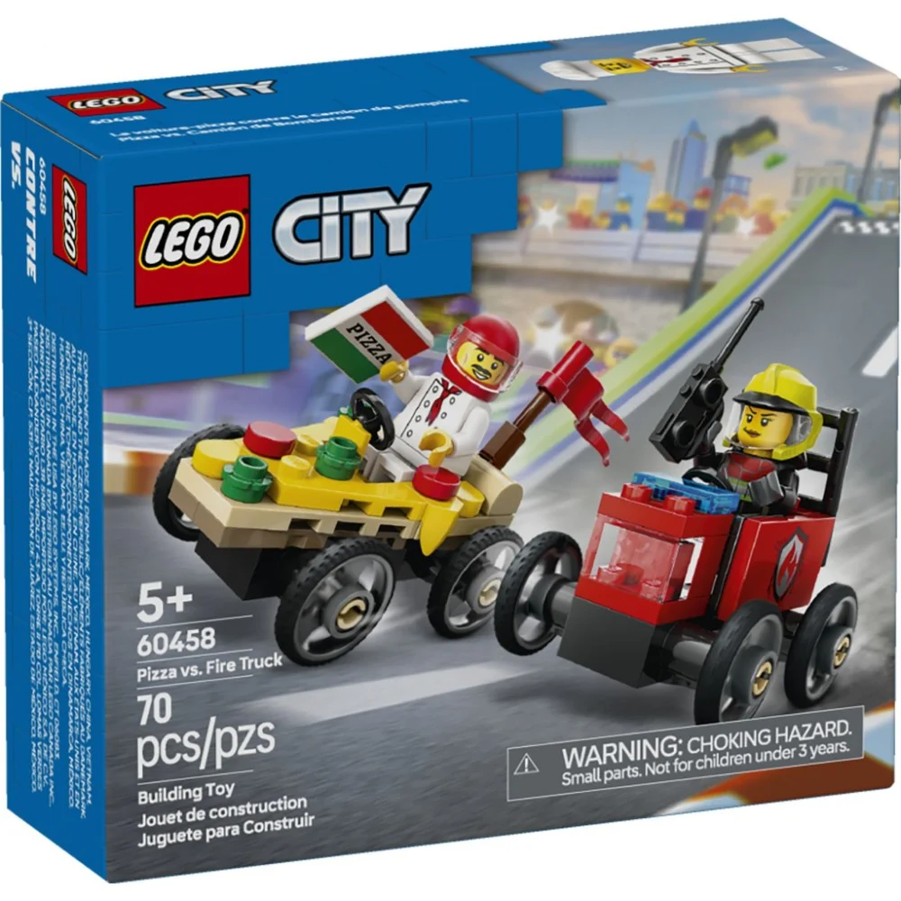 Конструктор LEGO City Піца-авто проти пожежної машини Набір перегонів (60458)
