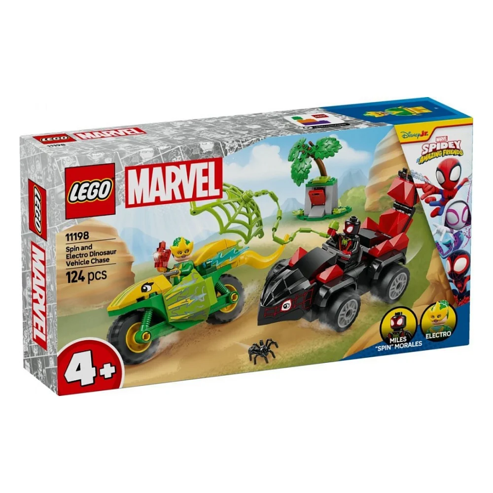 Конструктор LEGO Spidey Перегони на електромобілях з динозаврами (11198)