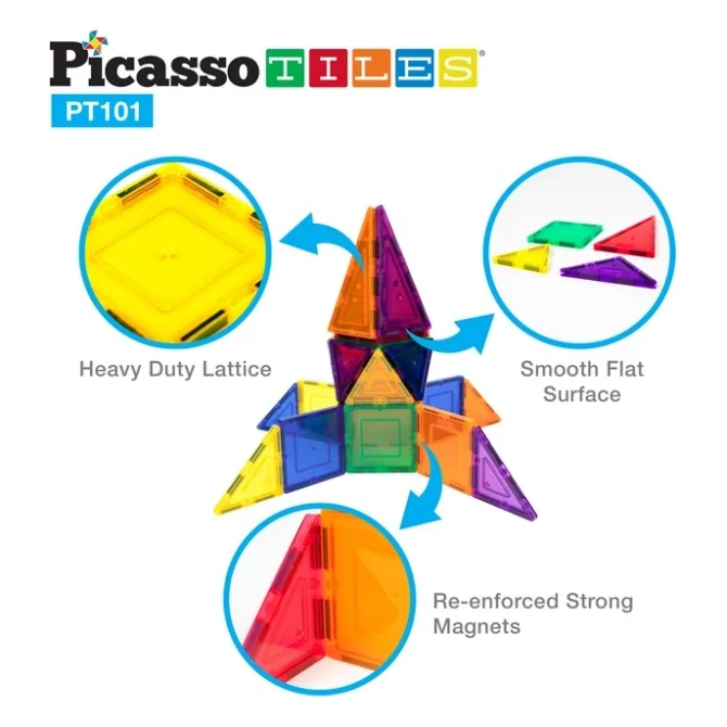 Конструктор Picasso магнітний Tiles Magnetic Building Blocks 101 деталь (817338022402) — фото 5
