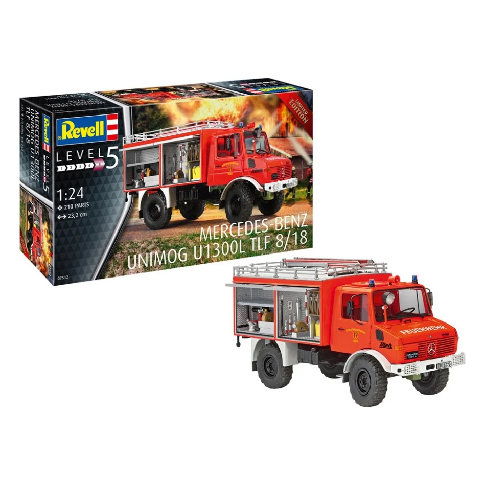 Збірна модель Revell Пожежна машина Unimog U1300L TLF 8/18 рівень 5 масштаб 1:24 (RVL-07512)
