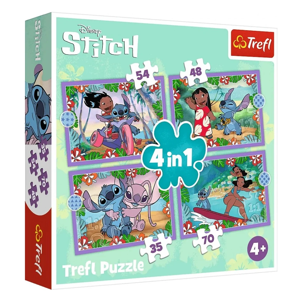Пазл Trefl Lilo&Stitch Шалений день4 in 1 (35, 48, 54, 70) елемента (5900511346336)